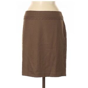 NWOT Ann Taylor Loft Scalloped Pencil Brown Tan Pencil Skirt size 0